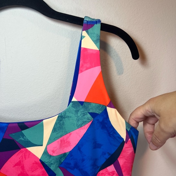 Old Navy Active Womens PowerSoft Square-Neck Athletic Dress Geometric Size Small - Picture 3 of 15